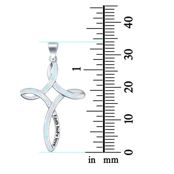 Cross Lab Created White Opal 925 Sterling Silver Charm Pendant